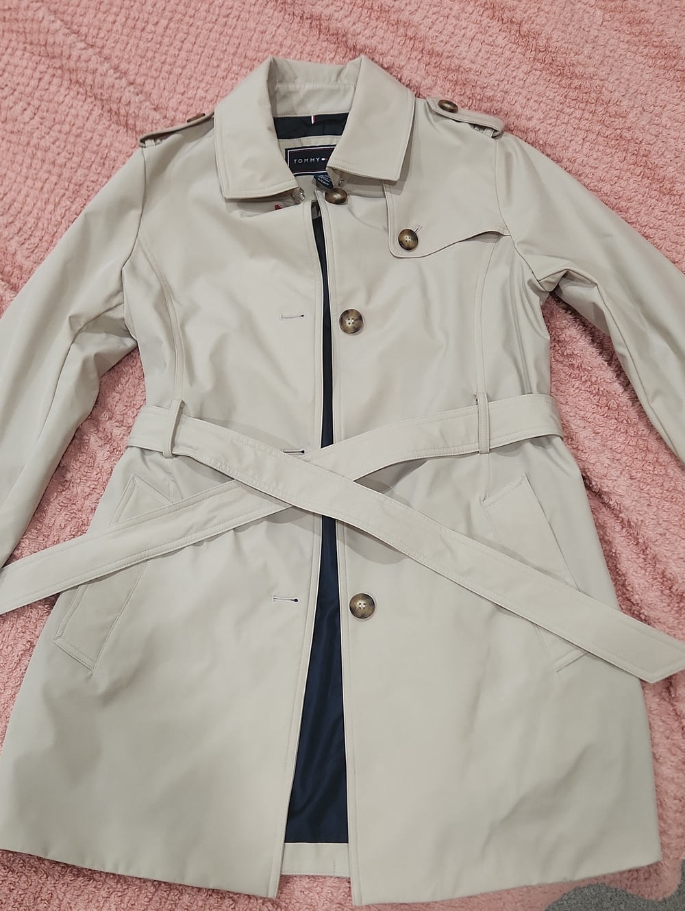 Tommy Hilfiger Cream Trench Coat with Belt